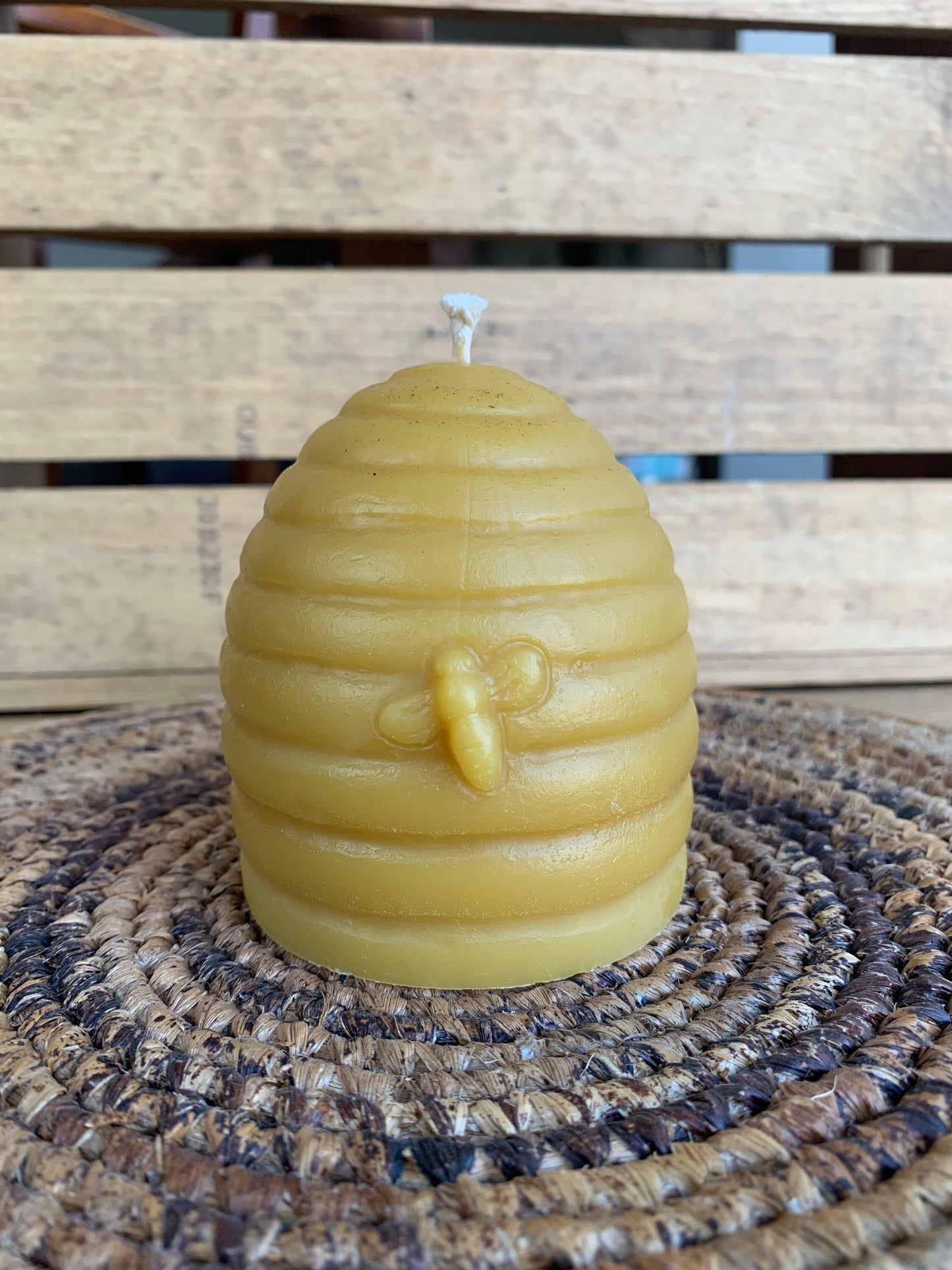 Large Beeswax Beehive Candle- Skep Candle- 3.25" x 3"