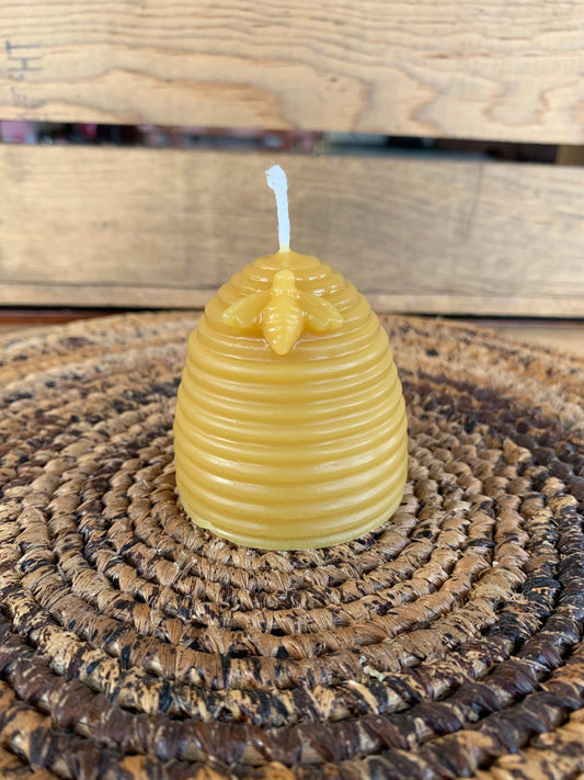 Beeswax Beehive Candle - Skep Candle - 2.25” H x 2” W