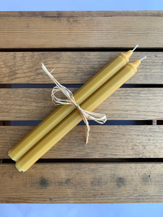 Octagon Taper Beeswax Candle Set - Two Beeswax Candles