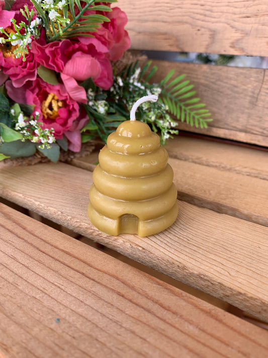 Bee Hive Beeswax Candle- 2” tall