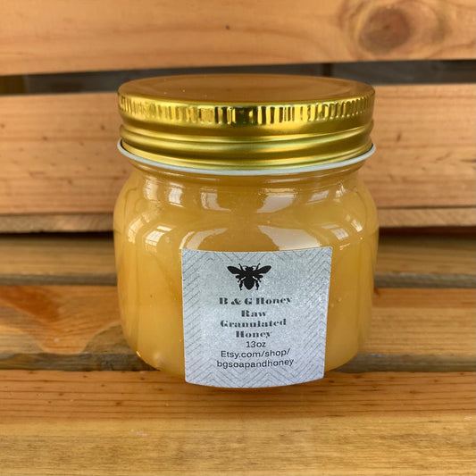 Granulated Honey- Raw Honey- Naturally Granulated- New York Honey- 13oz jar