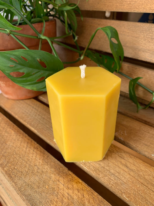 Hexagon Beeswax Candle- 3.5” tall x 3” wide