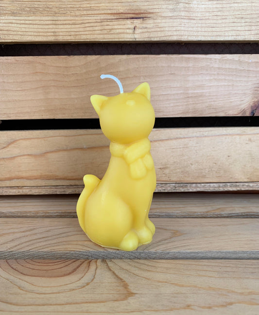 Beeswax Cat Candle- Cat With Scarf Candle