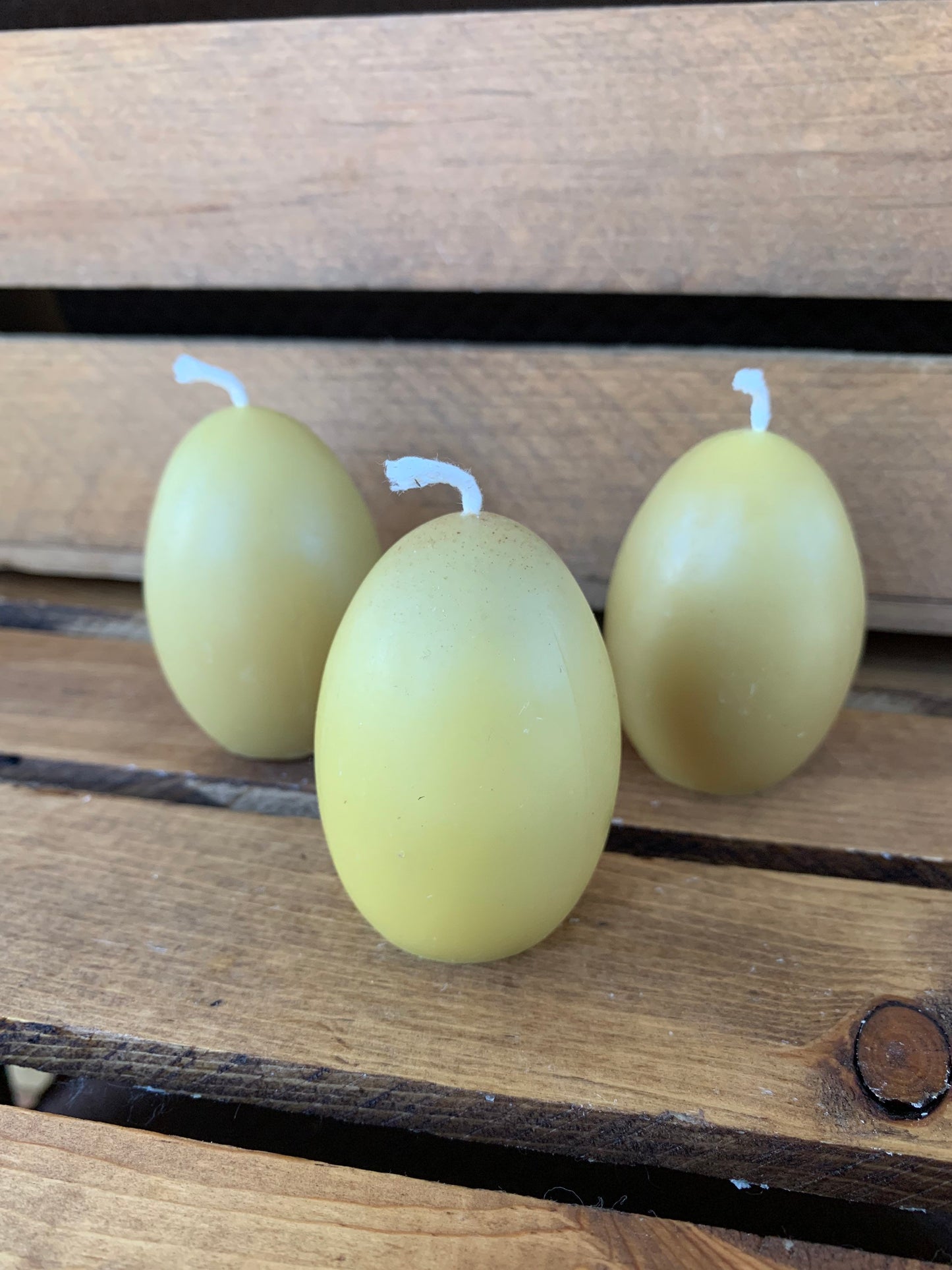 Beeswax Candles - Set of 3 Egg Shaped Candles, 2.5” tall