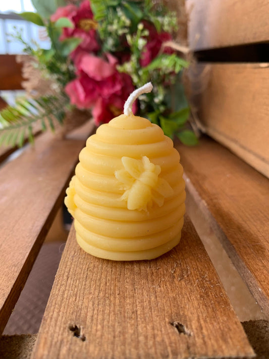 Beehive Beeswax Candle- Beeswax Candle- Votive Size- Natural Miniature Hive Votive- beehive