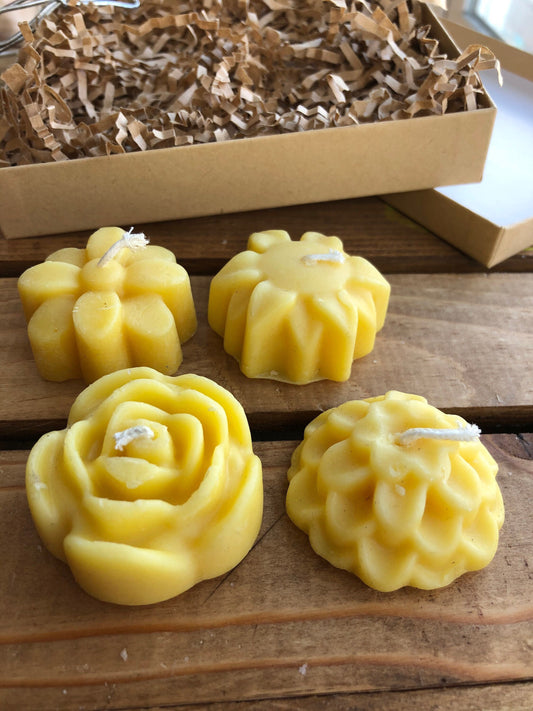 Flower Beeswax Candles- Set of four- Flower Floating Candles