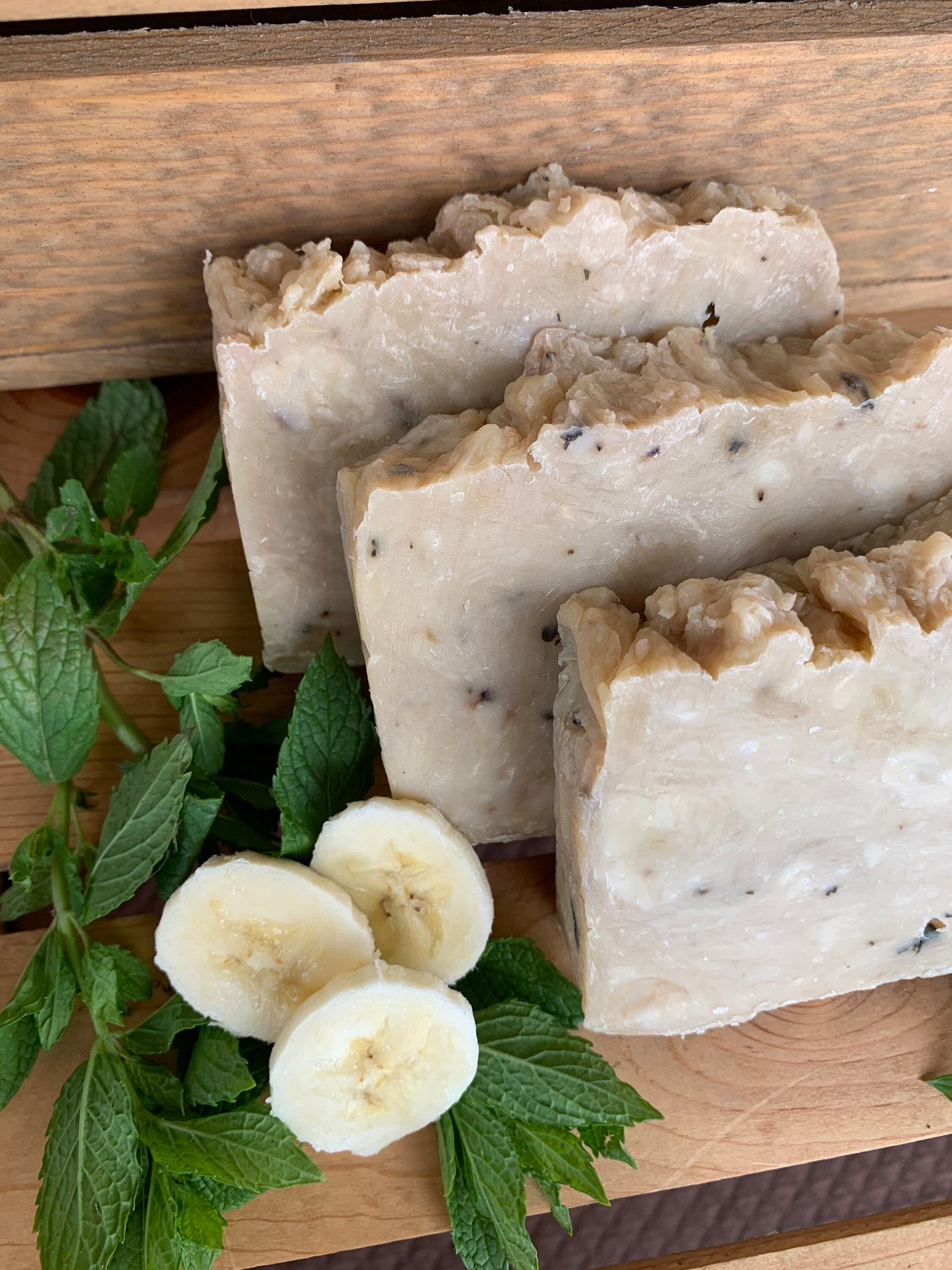 Banana Mint Bar Soap- with honey and beeswax - Palm Free Soap