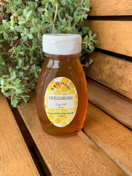 Honey- 8oz Honey- Raw Honey- Wildflower Honey Pure Honey- New York Honey- BPA Free Bottle