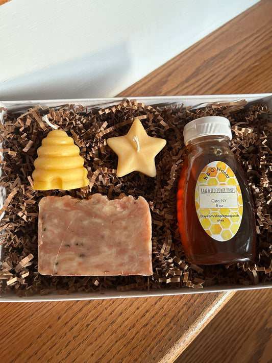 Lemon or Lavender Gift Box- Soap, Honey and Candles