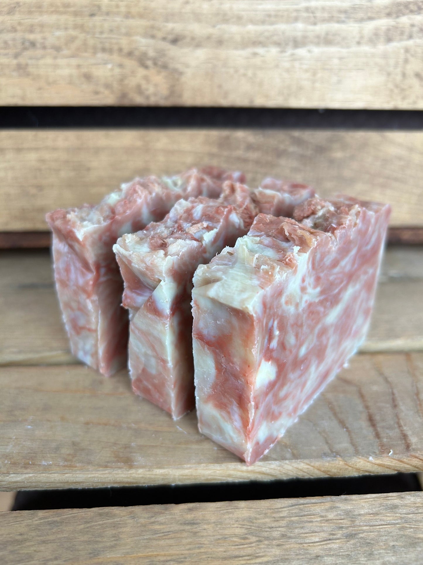 Strawberries and Cream Soap- made with beeswax and honey- Palm Free Soap