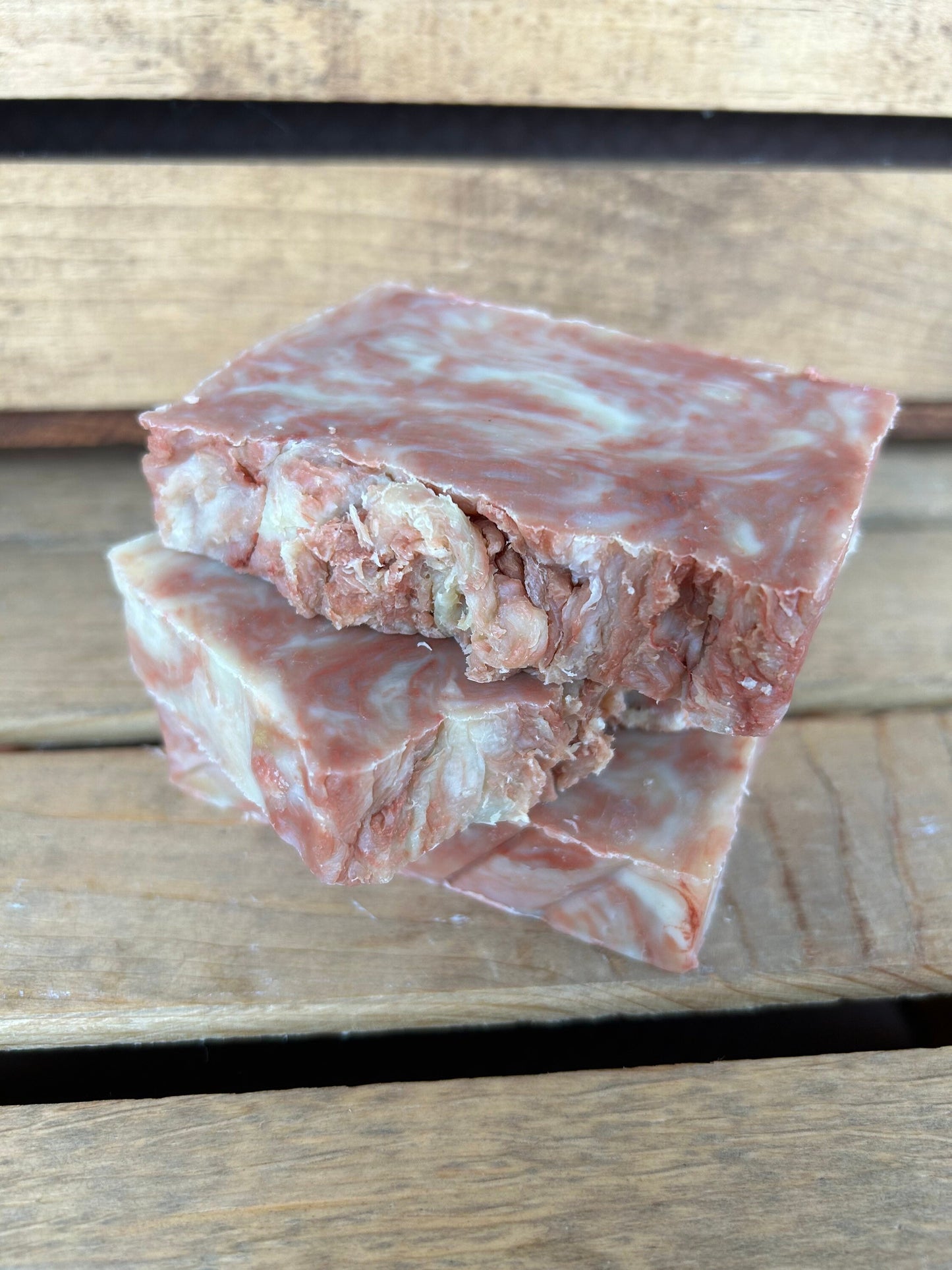 Strawberries and Cream Soap- made with beeswax and honey- Palm Free Soap