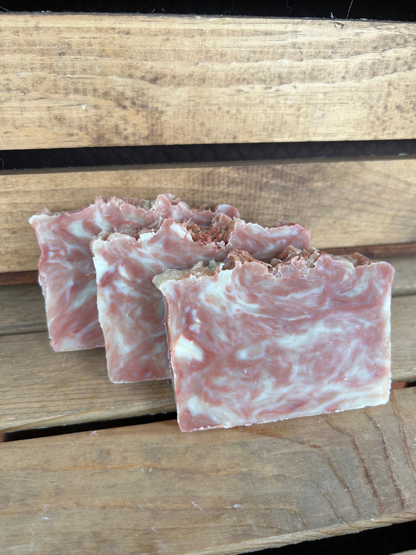 Strawberries and Cream Soap- made with beeswax and honey- Palm Free Soap