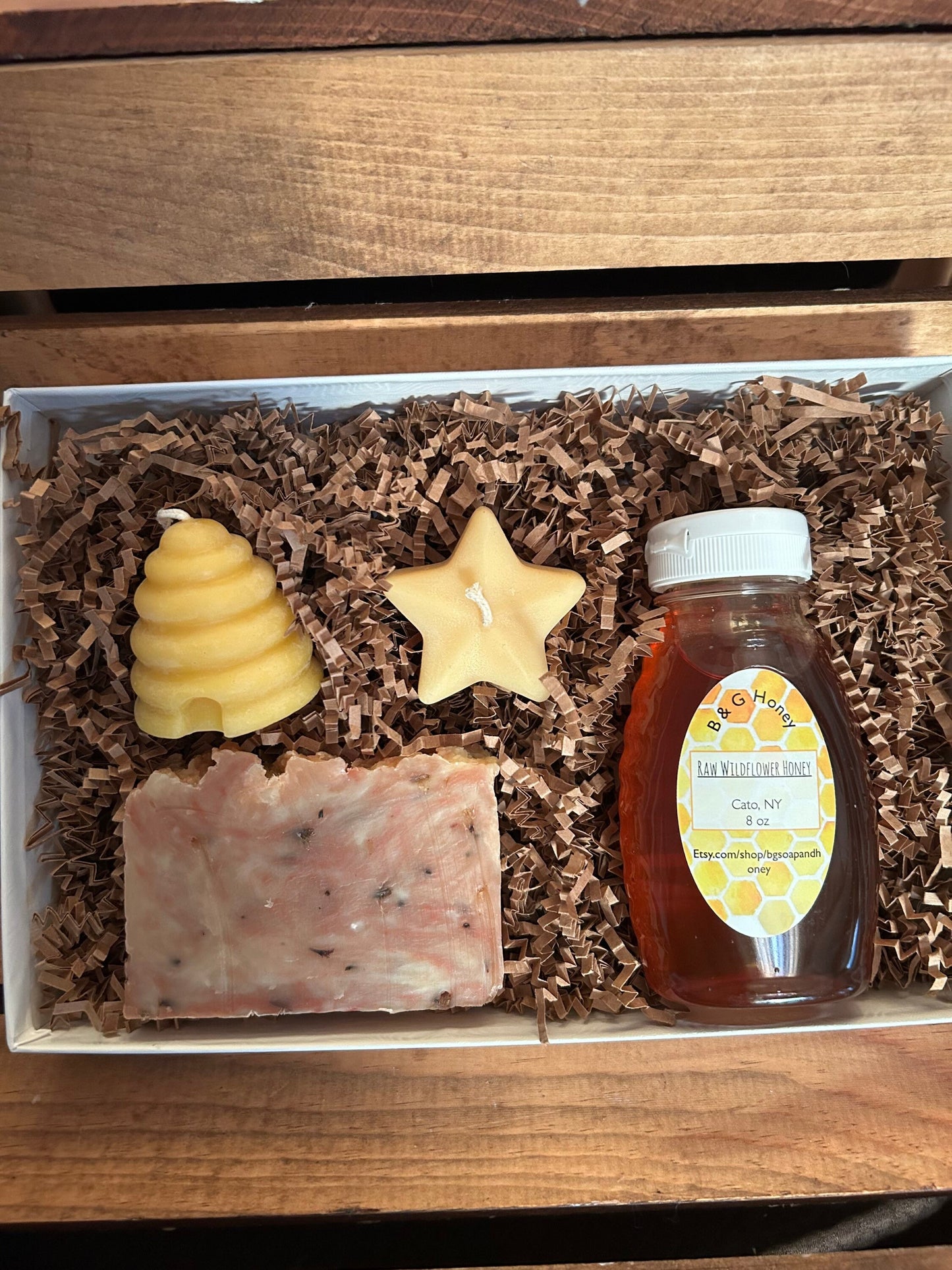 Lemon or Lavender Gift Box- Soap, Honey and Candles