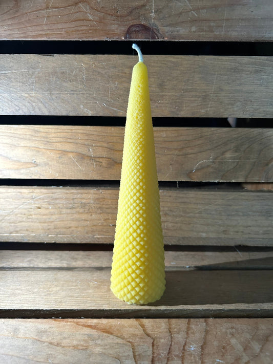 Textured Cone Beeswax Pillar Candle